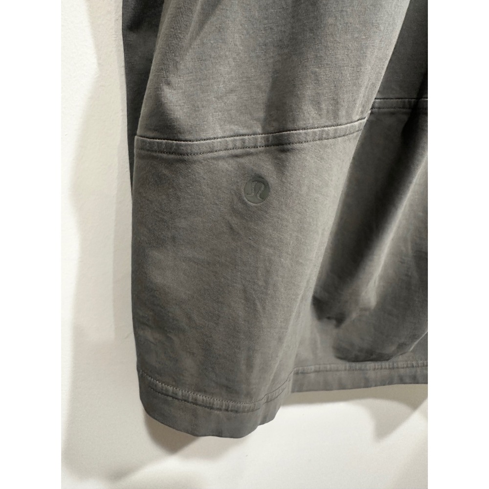 Lululemon Charcoal Grey V-Neck Long Sleeve Relaxed Fit Pockets Top 12 - Picture 6 of 6